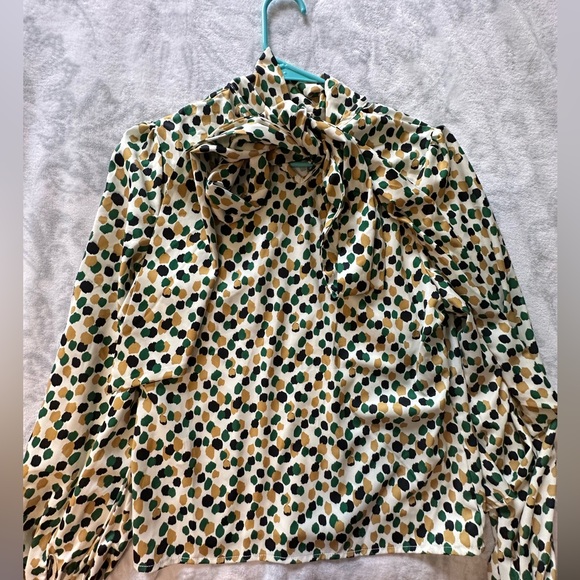 SHEIN Small Yellow/Green/Black Polka Dotted Blouse - Picture 5 of 5